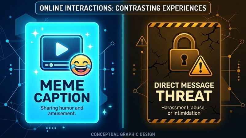 Infographic comparing meme-context use with situations where a targeted IHYNLD message may be concerning.