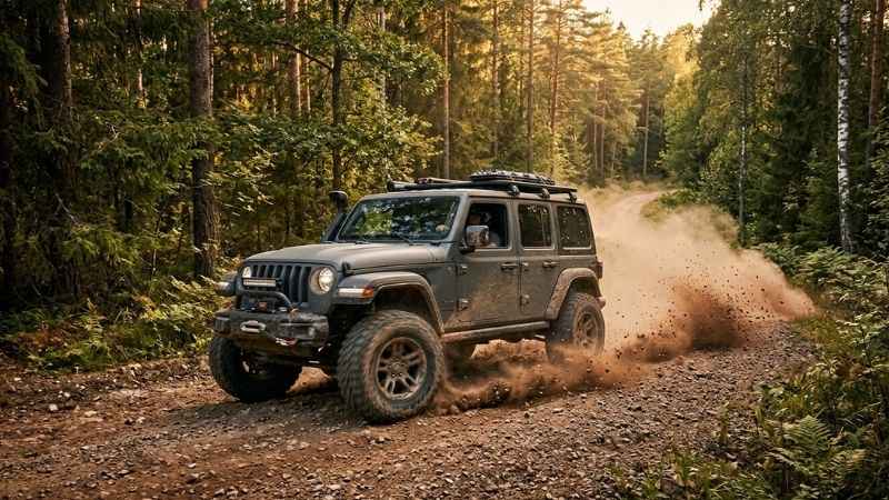 An off-road vehicle driving outdoors, representing being on the move.
