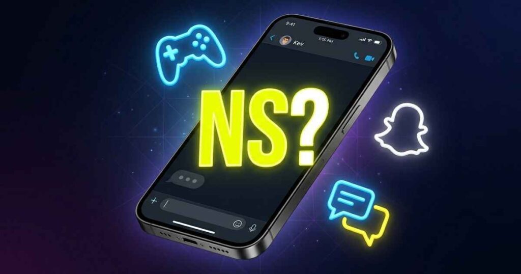 Smartphone screen showing a text message with the abbreviation NS and context icons.