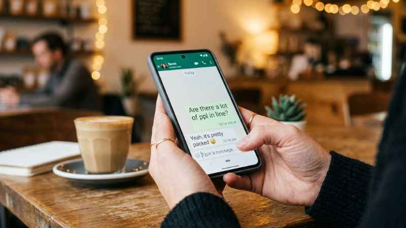 A close-up view of a smartphone screen showing a text message using the abbreviation ppl.