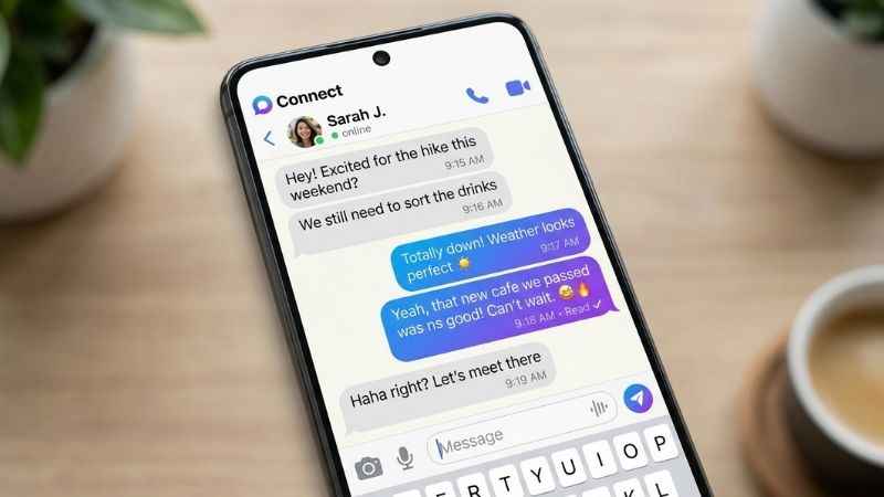 Close up of social media chat interface showing messaging shorthand.
