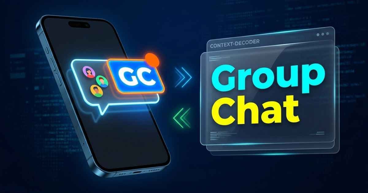 An illustration depicting a mobile phone group chat conversation representing the meaning of the abbreviation GC.