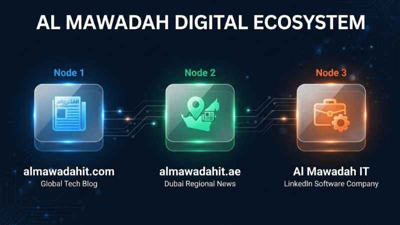 Diagram comparing almawadahit.com with almawadahit.ae and Al Mawadah Information Technology.