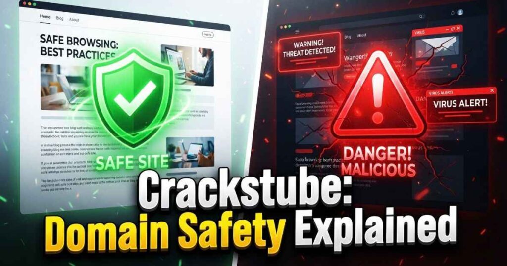 Comparison of an article website and an unverified download page for Crackstube search results.