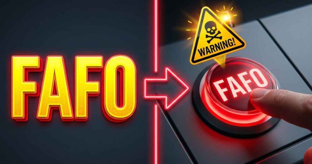 Graphic displaying FAFO slang meaning showing cause and effect icons