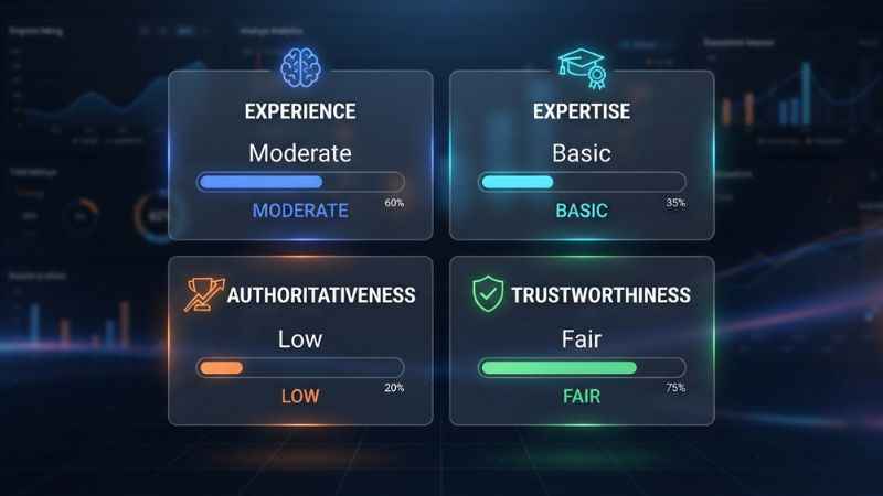 Chart displaying the EEAT content quality evaluation for gaseping com.