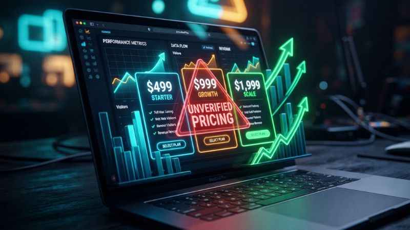 Comparison of agency pricing tiers including starter, growth, and scale