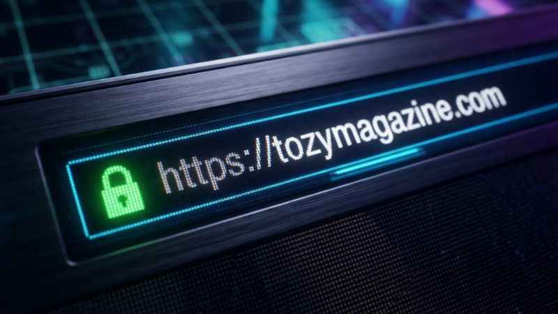 Web browser address bar displaying a green padlock icon confirming HTTPS domain security.