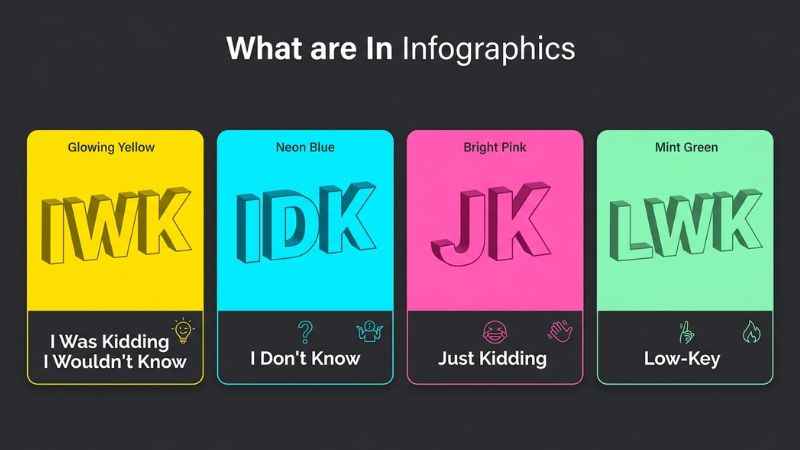 A visual comparison chart showing the meanings of IWK, IDK, JK, and LWK.