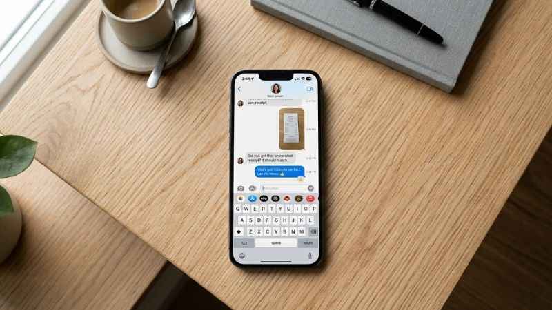 Mobile phone screen showing a text message thread with an lms photo request.