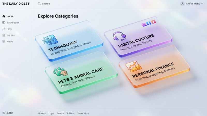 Tech, pet care, and digital culture categories displayed on the MagFuseHub com website.