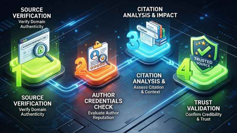 Step-by-step flowchart showing how readers can independently verify information published on general content websites.