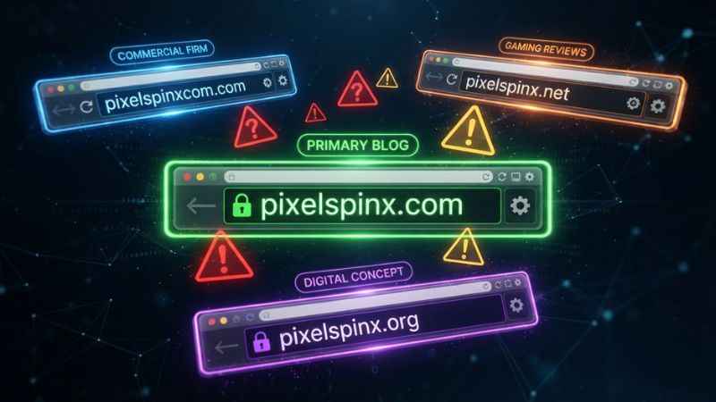Chart breaking down the differences between pixelspinx com and similar domain names.