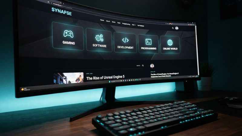 Computer screen displaying the main article categories on the official //severedbytes.net homepage