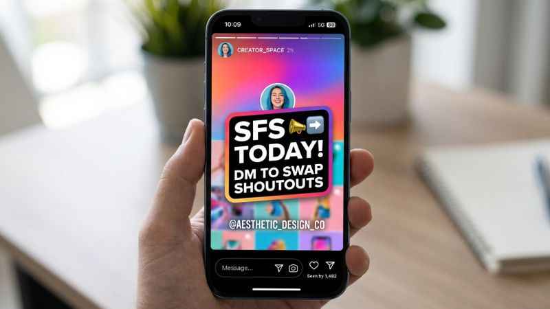 Example of an Instagram Story using SFS for a shoutout for shoutout exchange.