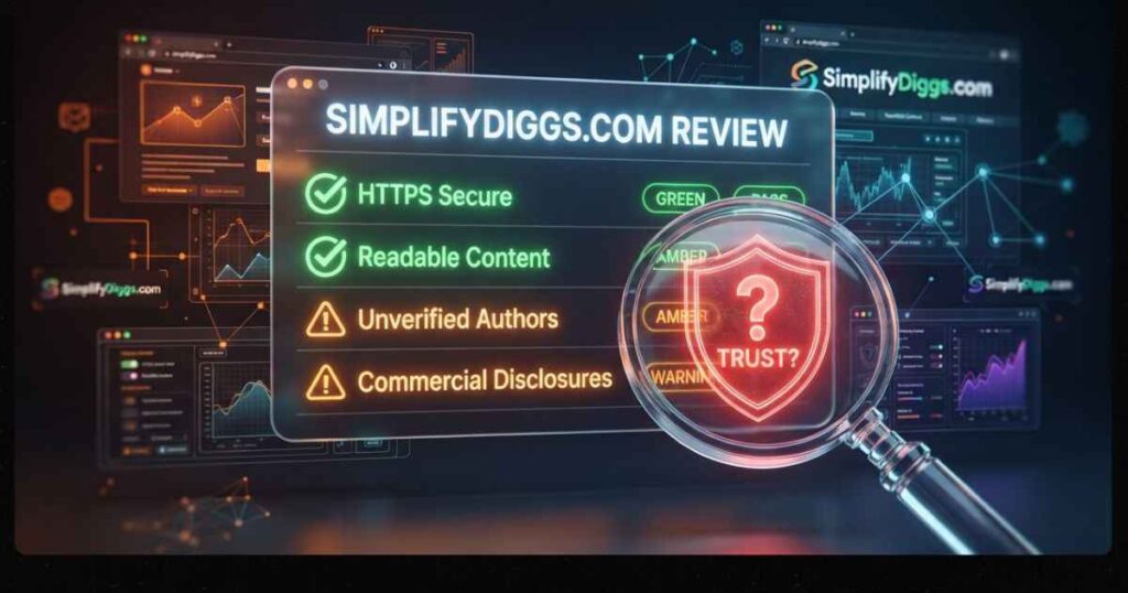 Online article verification checklist summarizing findings for SimplifyDiggs.com