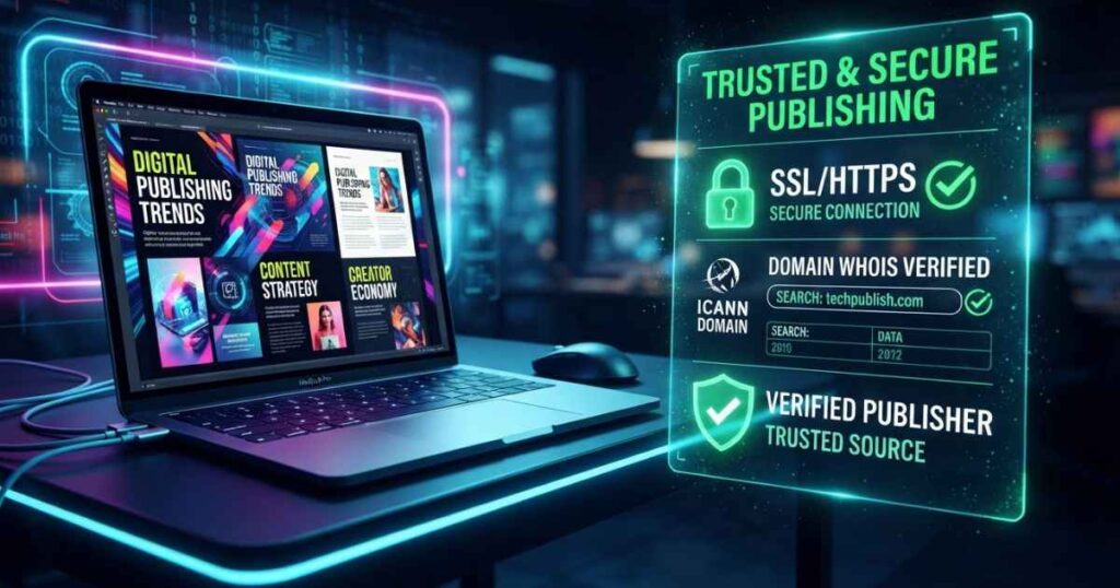 An overview graphic showing a web browser inspecting troozer com for safety and editorial content.