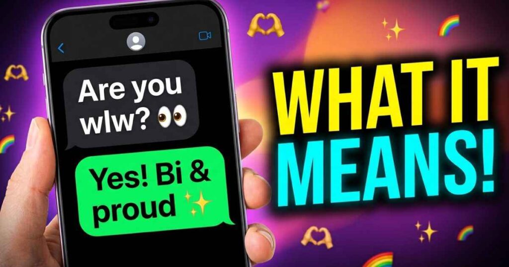 Smartphone displaying a text conversation asking what WLW means in text slang.