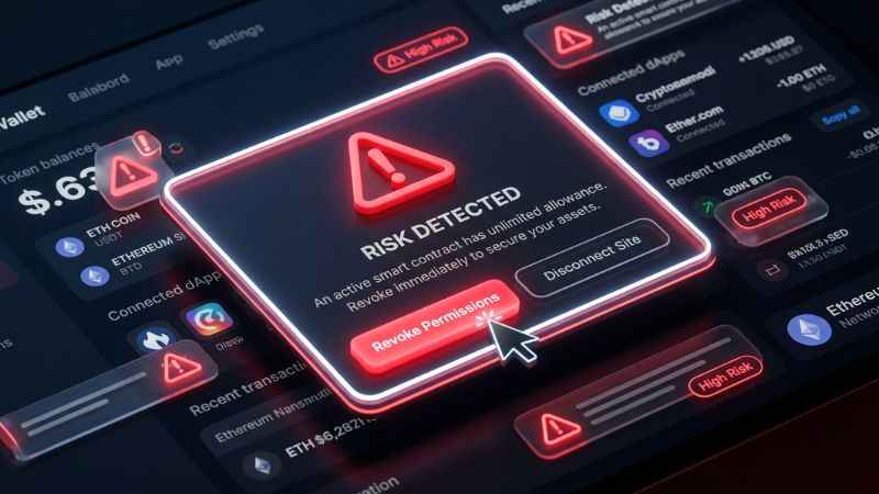 Screen example showing how to disconnect a crypto wallet and revoke token permissions safely.