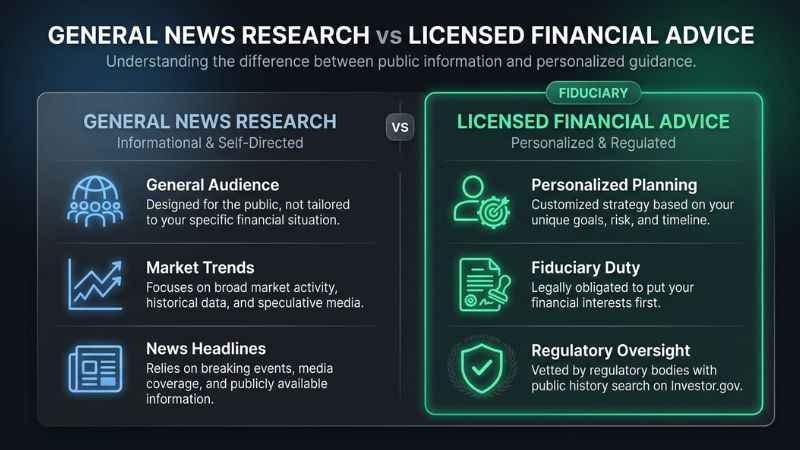 Comparing online market information with advice from a checked financial adviser.