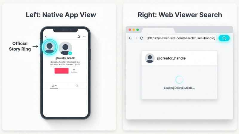Example of a public TikTok profile displaying available Story content.