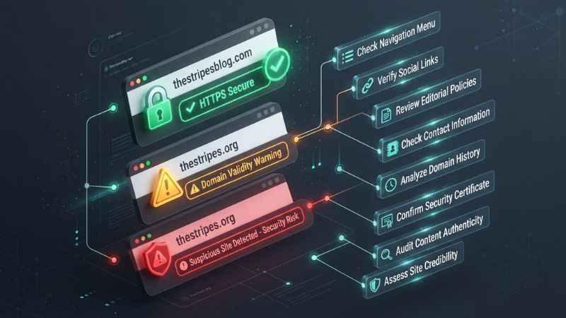 A checklist diagram showing how to evaluate a publication domain address.