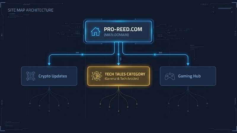Diagram showing how the Tech Tales section fits into the main Pro-Reed com website structure.