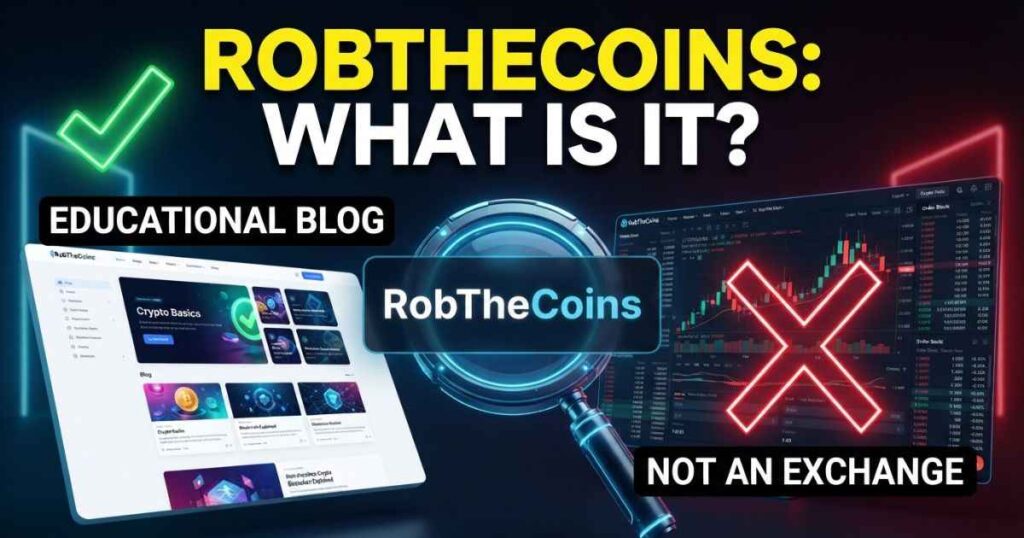 RobTheCoins about diagram showing the difference between a crypto blog and a trading platform.